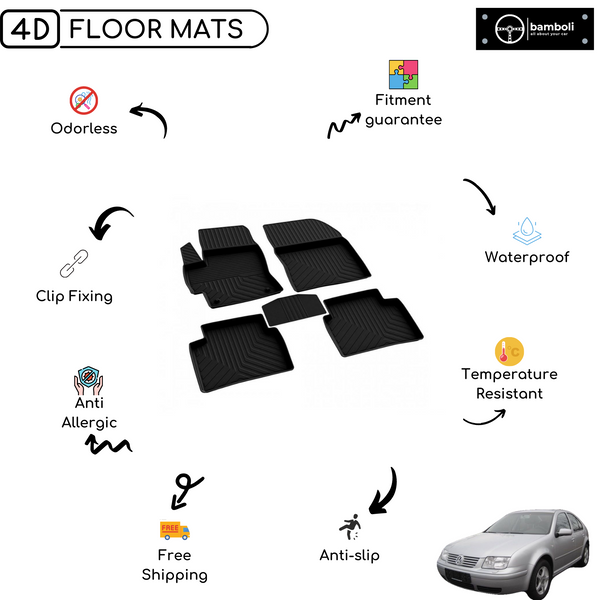 4D Premium Rubber Car Floor Mat for Vw Bora 1998 - 2005