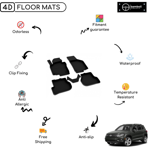 4D Premium Rubber Car Floor Mat for Vw Tiguan 2007 - 2015