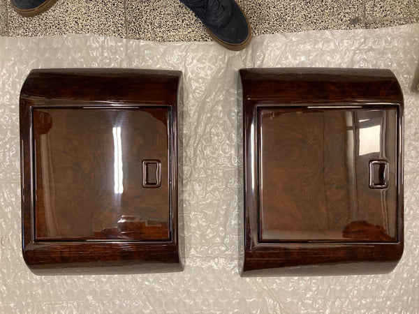 Mercedes W126 1979-1992 Compatible Walnut Color Burl Wood Picnic Table 2 Pieces Set