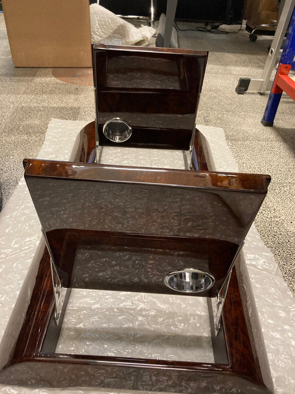 Mercedes W126 1979-1992 Compatible Walnut Color Burl Wood Picnic Table 2 Pieces Set