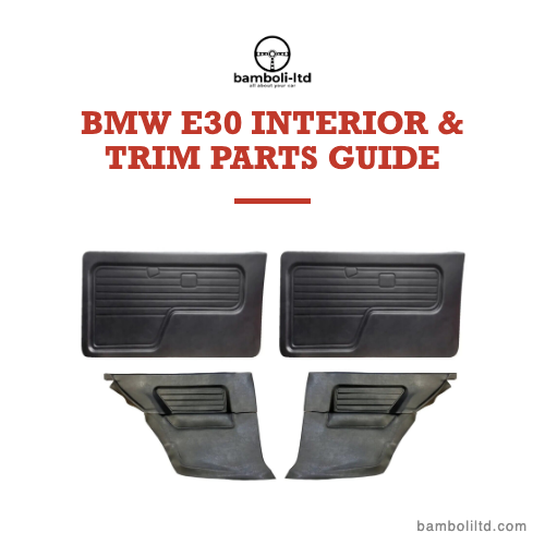BMW E30 interior and trim parts guide with black coupé door panels
