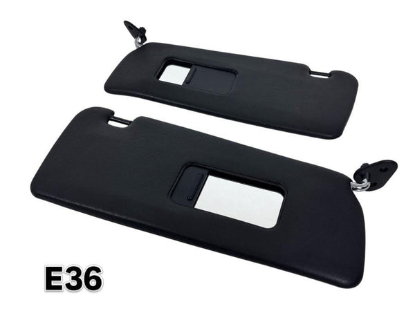 BMW E36 3 Series Sedan 1990–1998 Compatible Black Leatherette Sunvisor Set