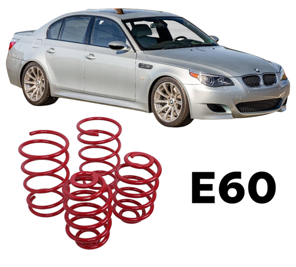 Bmw E60 03-10 Compatible Red Color Sport Lowering Coil Spring Suspension Upgrade Set