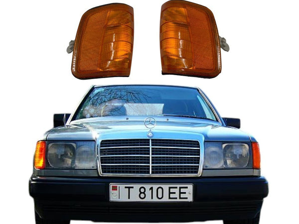 Mercedes-Benz W124 E-Class Compatible US USA Turn Signal Light Set Yellow R+L 1985-1995