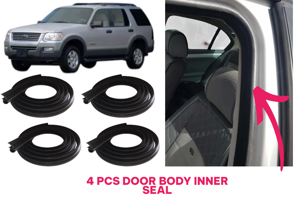 Ford Explorer 06-10 Compatible Velvet Flocked Rubber Door Inner Body Seal Weatherstrip