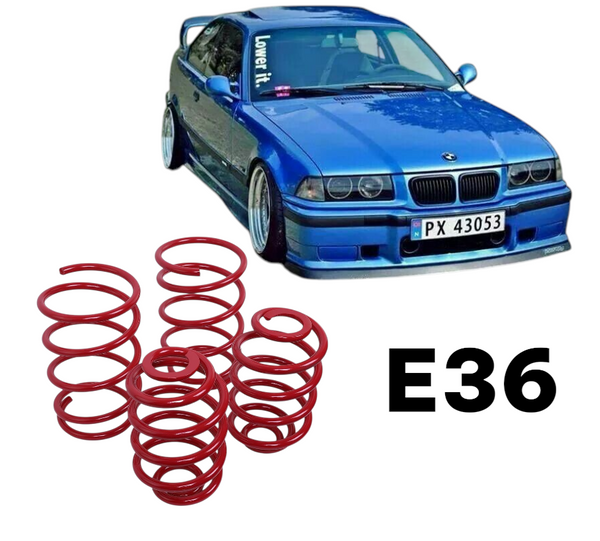 Bmw E36 1990-1999 Compatible Red Color Sport Lowering Coil Spring Suspension Upgrade Set