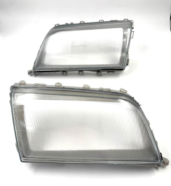 Mercedes-Benz W202 93-97 Compatible Headlight Glass With Frame Right + Left Set