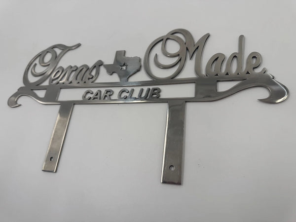 Texas Made Car Club Classic Metal Hot Rod Window Sign 8x15 in