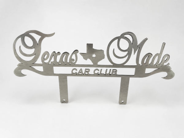 Texas Made Car Club Classic Metal Hot Rod Window Sign 8x15 in