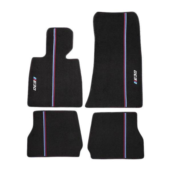 BMW E30 Coupe 1984-1992 Compatible Black Carpet Floor Mat Set M Stripe