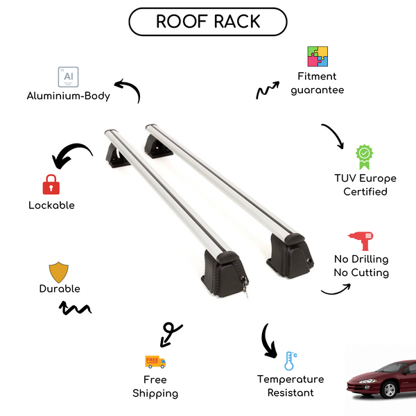 Smooth Roof Rack Cross Bars Set for Dodge Interpid 1998 - 2002