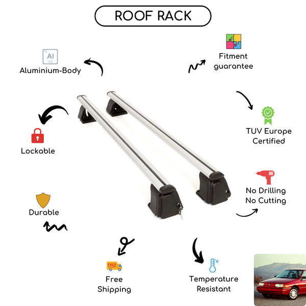 Smooth Roof Rack Cross Bars Set for Ford Escort 1991 - 1997