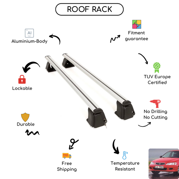 Smooth Roof Rack Cross Bars Set for Honda Accord VI Hatchback 1999 - 2002
