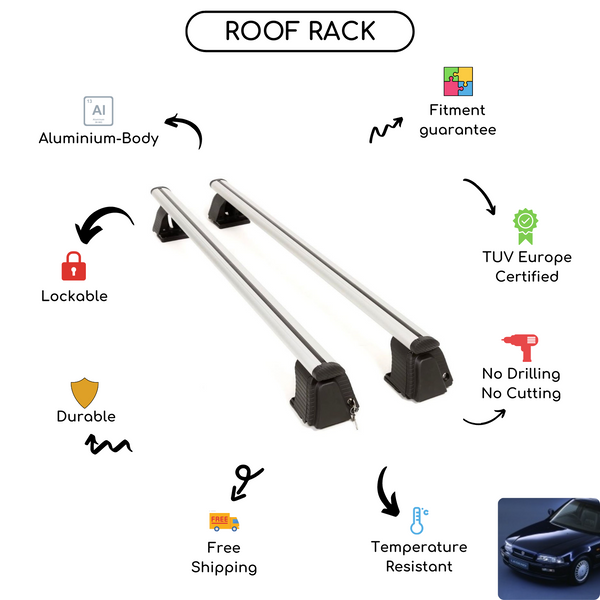 Smooth Roof Rack Cross Bars Set for Honda Legend Sedan 1991 - 2003