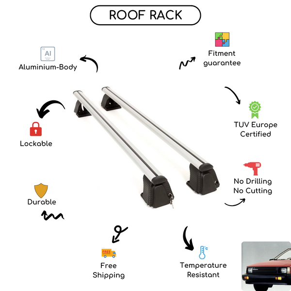 Smooth Roof Rack Cross Bars Set for Hyundai Excel Sedan 1986 - 1989