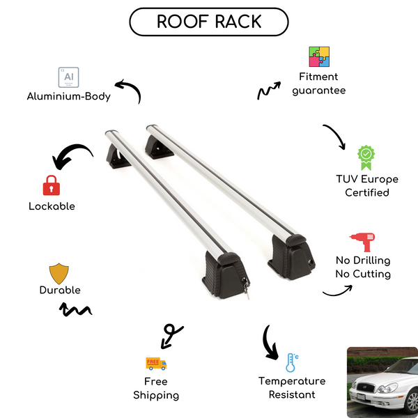 Smooth Roof Rack Cross Bars Set for Hyundai Sonata 4 Sedan 1998 - 2001