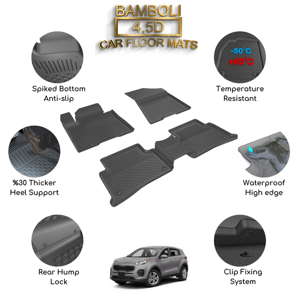 Premium 4,5D Car Floor Mat for Kia Sportage 2016+