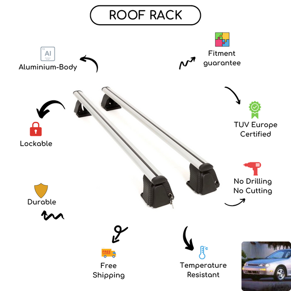 Smooth Roof Rack Cross Bars Set for Nissan Altima 1993 - 2001