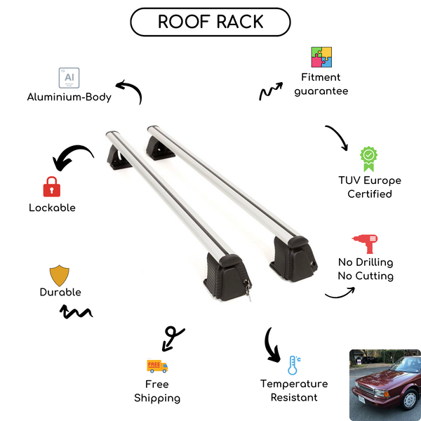 Smooth Roof Rack Cross Bars Set for Nissan Stanza Liftback 1987 - 1989