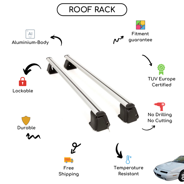 Smooth Roof Rack Cross Bars Set for Pontiac Grand Prix 4-Door 1988 - 1996