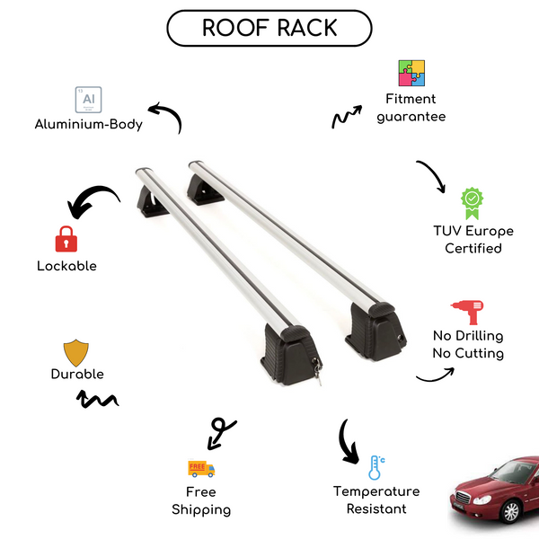Smooth Roof Rack Cross Bars Set for Tagaz Sonata Sedan 2004 - 2011