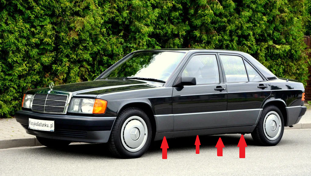 Mercedes Benz W201 190E Door Panel Moulding Trim Set – 10 Pieces, Left & Right, Bamboli Ltd.