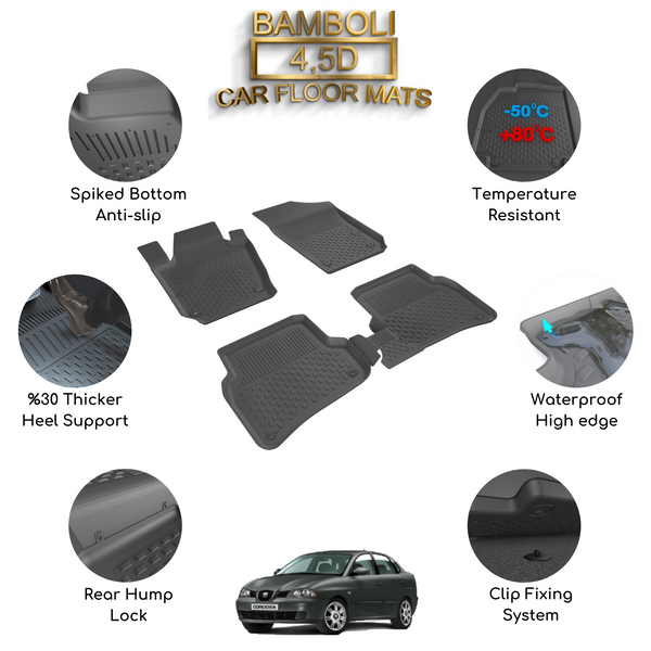 Premium 4,5D Car Floor Mat for Seat Cordoba 2003 - 2009